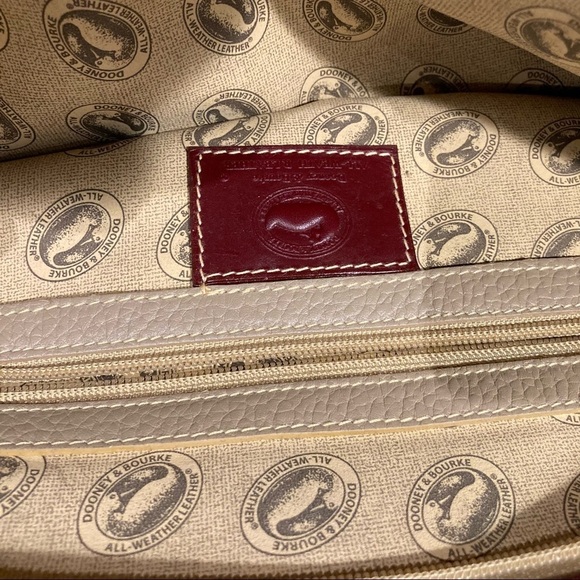 DOONEY & BOURKE All-Weather Leather Tan and Maroon Medium Sized Satchel - Picture 10 of 11